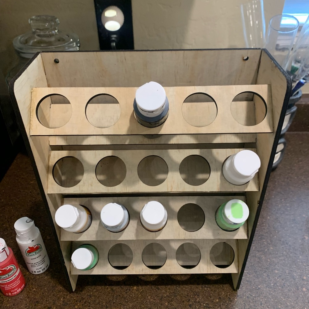 Wooden Paint Organizer Rack - Picture 2 of 5